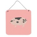 Micasa Gloucester Old Spot Pig Pink Check Wall or Door Hanging Prints6 x 6 in. MI627855